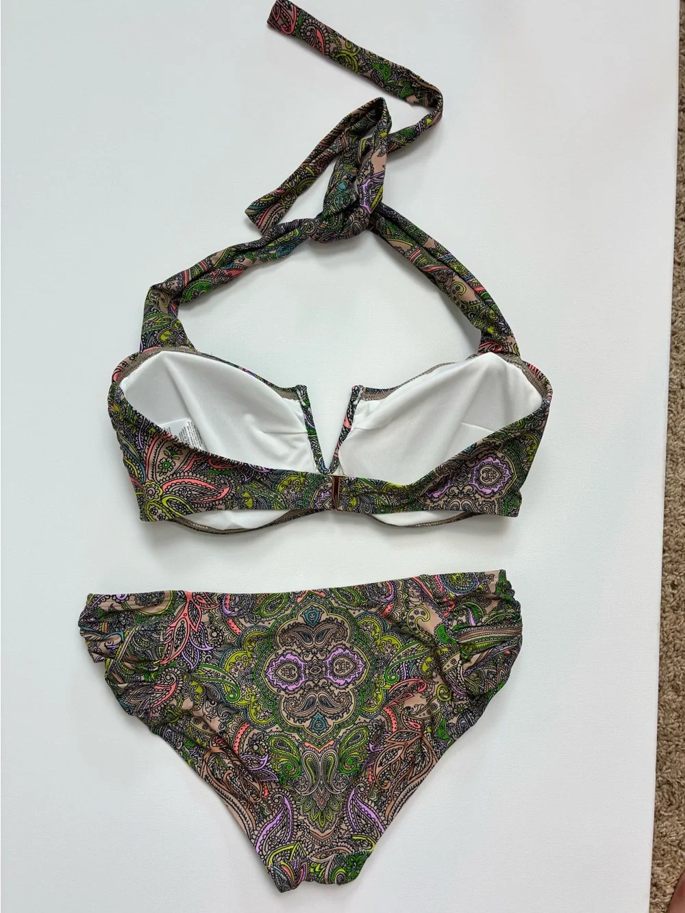 SOMA NWT Paisley Halter Bikini  w/ruched side bottoms gorgeous!!